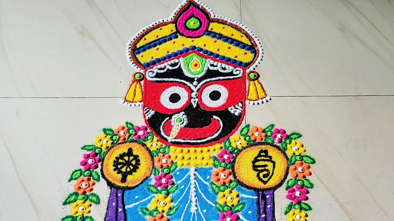 ମହାପ୍ରଭୁ ଜଗନ୍ନାଥଙ୍କର ରଙ୍ଗୋଲୀ କାର୍ତ୍ତିକ ପୂର୍ଣ୍ଣିମା ପାଇଁ Jagannath Rangoli Design For Kartika Purnima