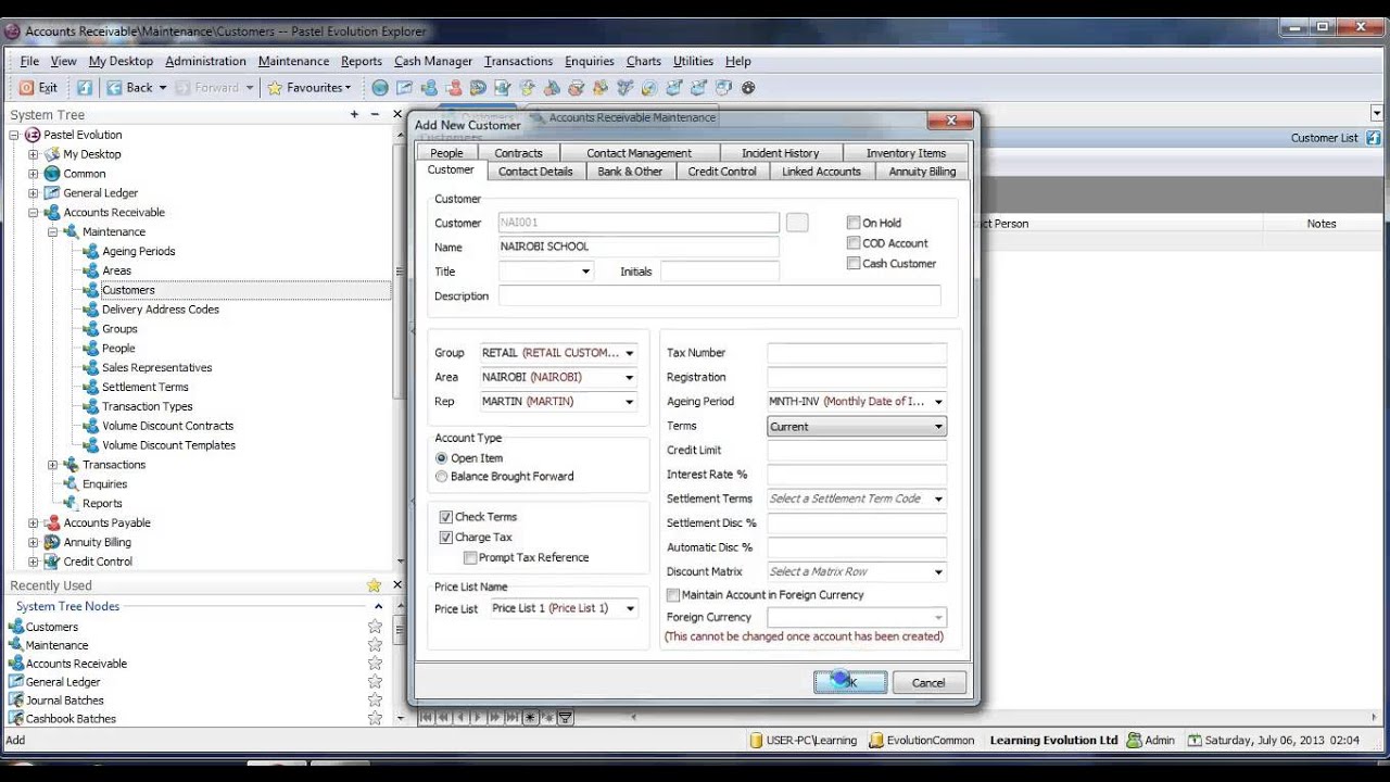 Lesson 5 Sage Pastel Evolution  Customer Records