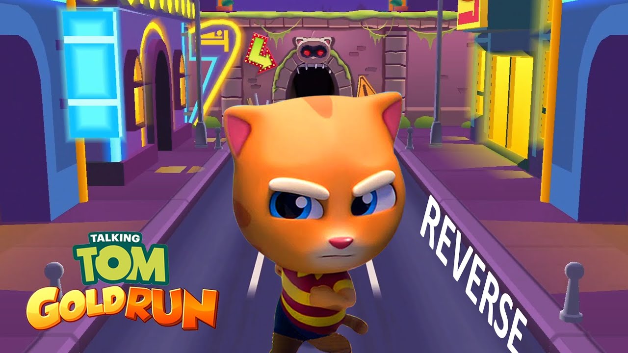 Talking Tom Gold Run Reverse Gameplay - Talking Ginger Fights Raccoon in Las Vegas Cave!