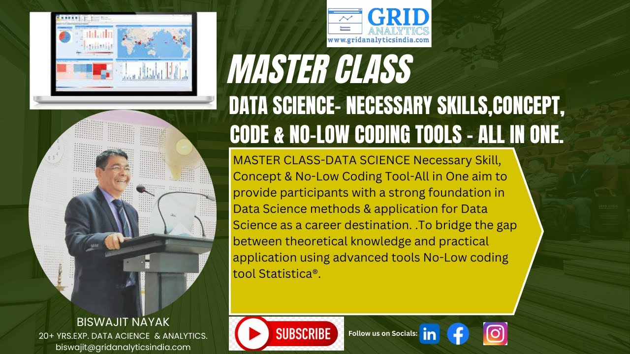 MASTER CLASS- DATA SCIENCE - Necessary Skills, Concept, Code & No-Low CodeTool- All in One.