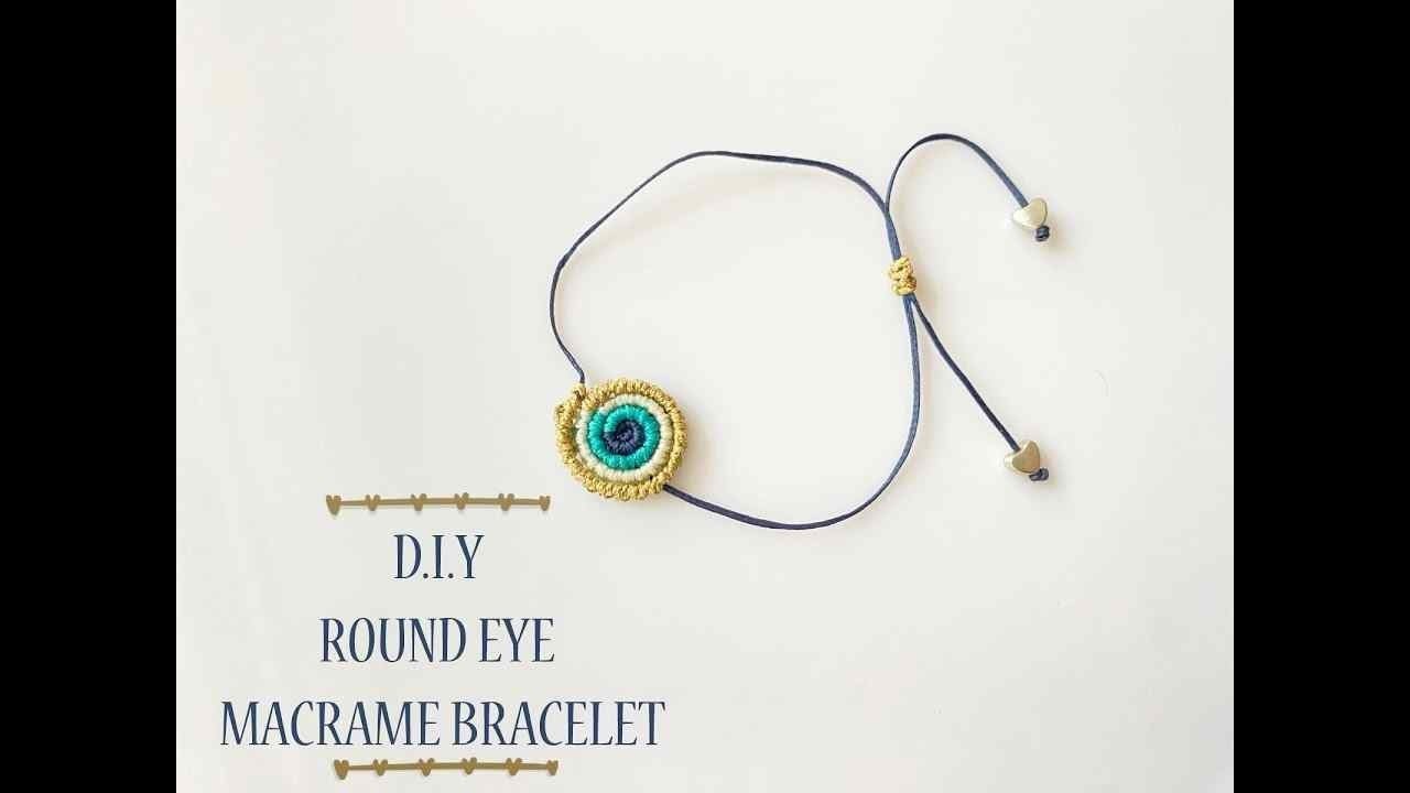Tutorial/DIY Round Spiral Evil Eye Macrame Bracelet/Μακραμέ Σπειρα Ματάκι