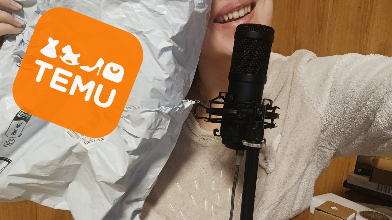 ASMR: 🛍️Compras de Temu casi impulsivas. Susurros, plástico, papelería, tapping...Relax para dormir💤