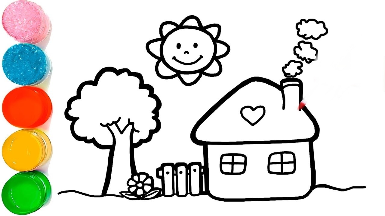 How To Draw a Cute Hut with Tree Drawing | Beautiful Hut Drawing Step by Step Easy Drawing