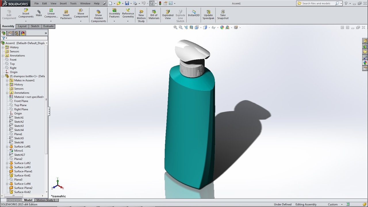 SOLIDWORKS SURFACE : SHAMPOO BOTTLE (an easy way to use surface)