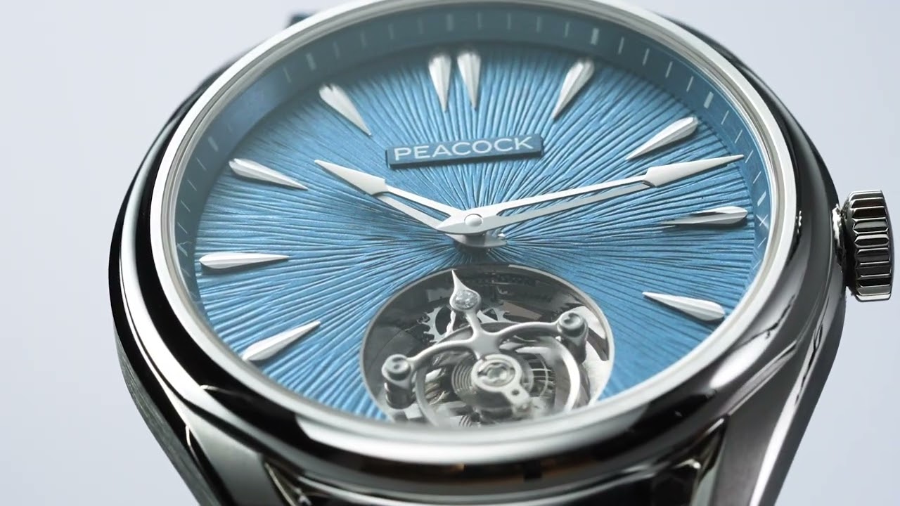 Peacock Divine Craft Hand-Made Micro-Engraved Ultra-Thin Tourbillon Watch #peacockwatches