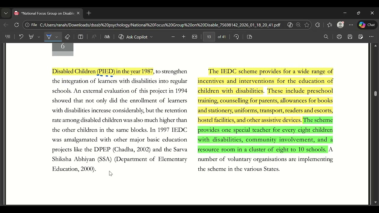 National Focus Group on education of CWSN| misc. sources|#prt #dsssb