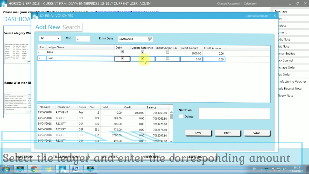 Journal Voucher | Billing Software | Horizon ERP
