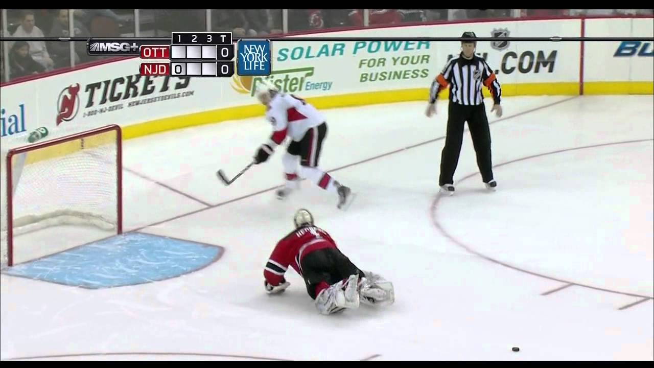 Johan Hedberg Poke Check Save on Michalek (Shootout) - 12-8-2011