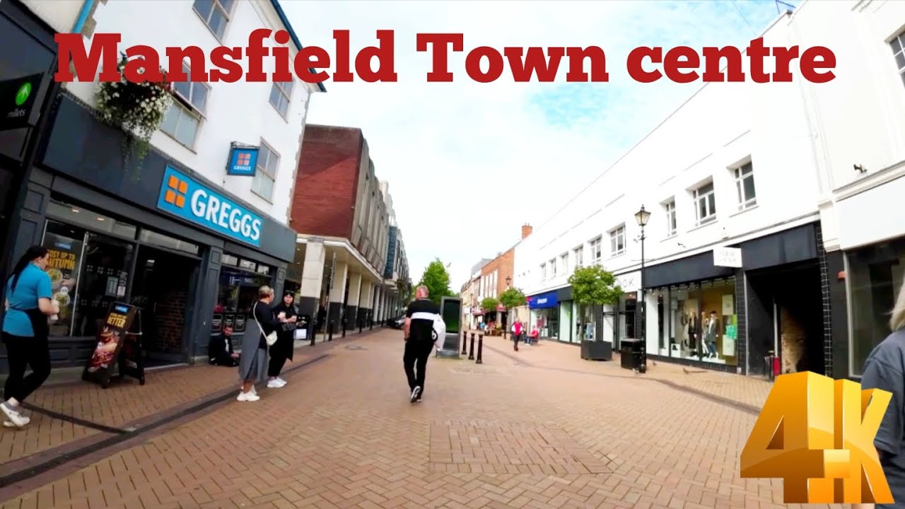 🇬🇧 Mansfield Town Centre Walking Tour Through Shopping Street in Mansfield