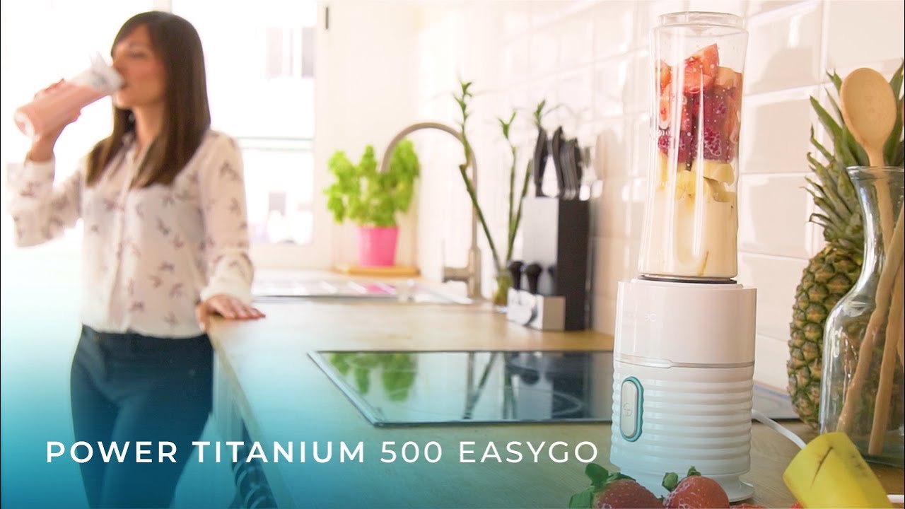 Power Titanium 500 EasyGo 4 Klingen schwarz Titanium 500W tragbarer Glas-Smoothie-Mixer