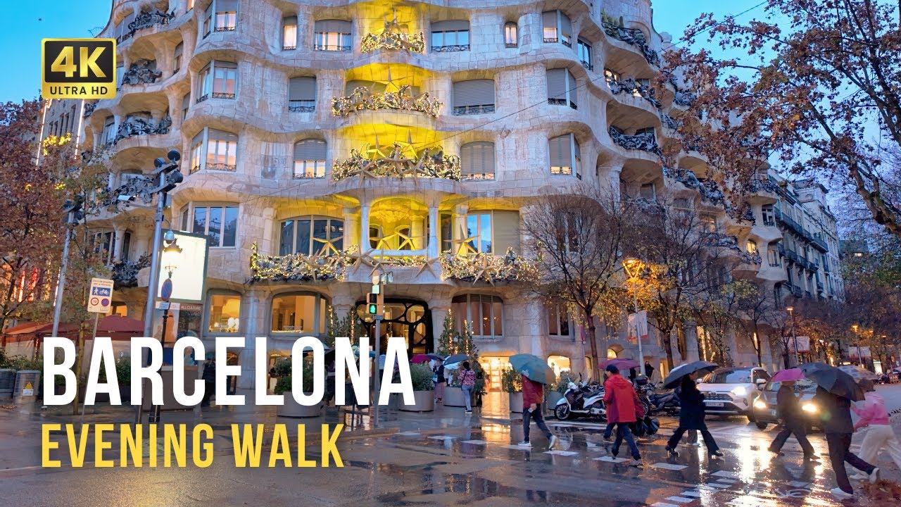 Barcelona, Spain 🌙 Evening Downtown Walk | 4K Walking Tour