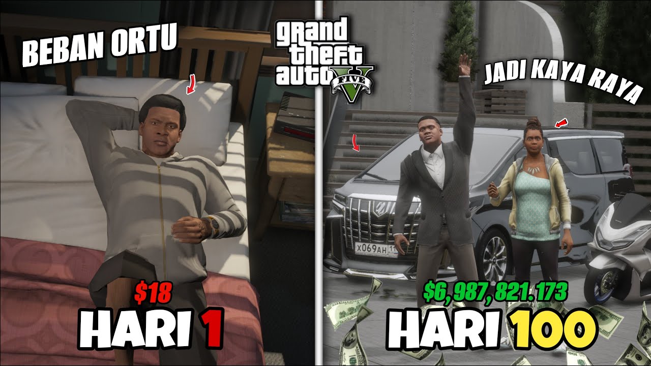 100 HARI DARI BEBAN ORANG TUA SAMPE JADI KAYA RAYA - GTA 5 MOD