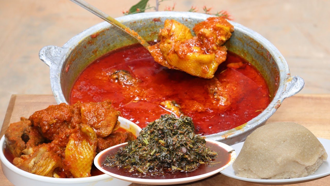 HOW I MAKE MY OWN VEGETABLE SOUP & CHICKEN STEW RECIPE !! + EBA | MOST APPETIZING AFRICAN FOOD...