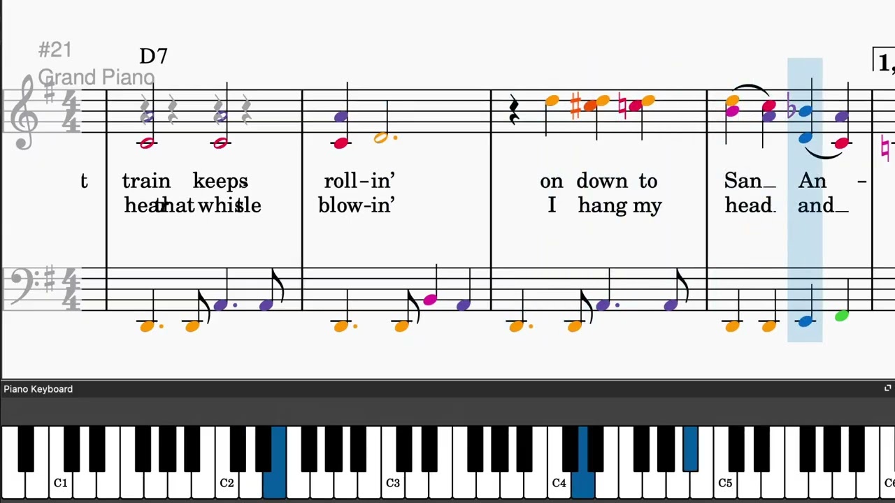 Folsom Prison Blues by Johnny Cash - Easy piano tutorials with sheetmusic