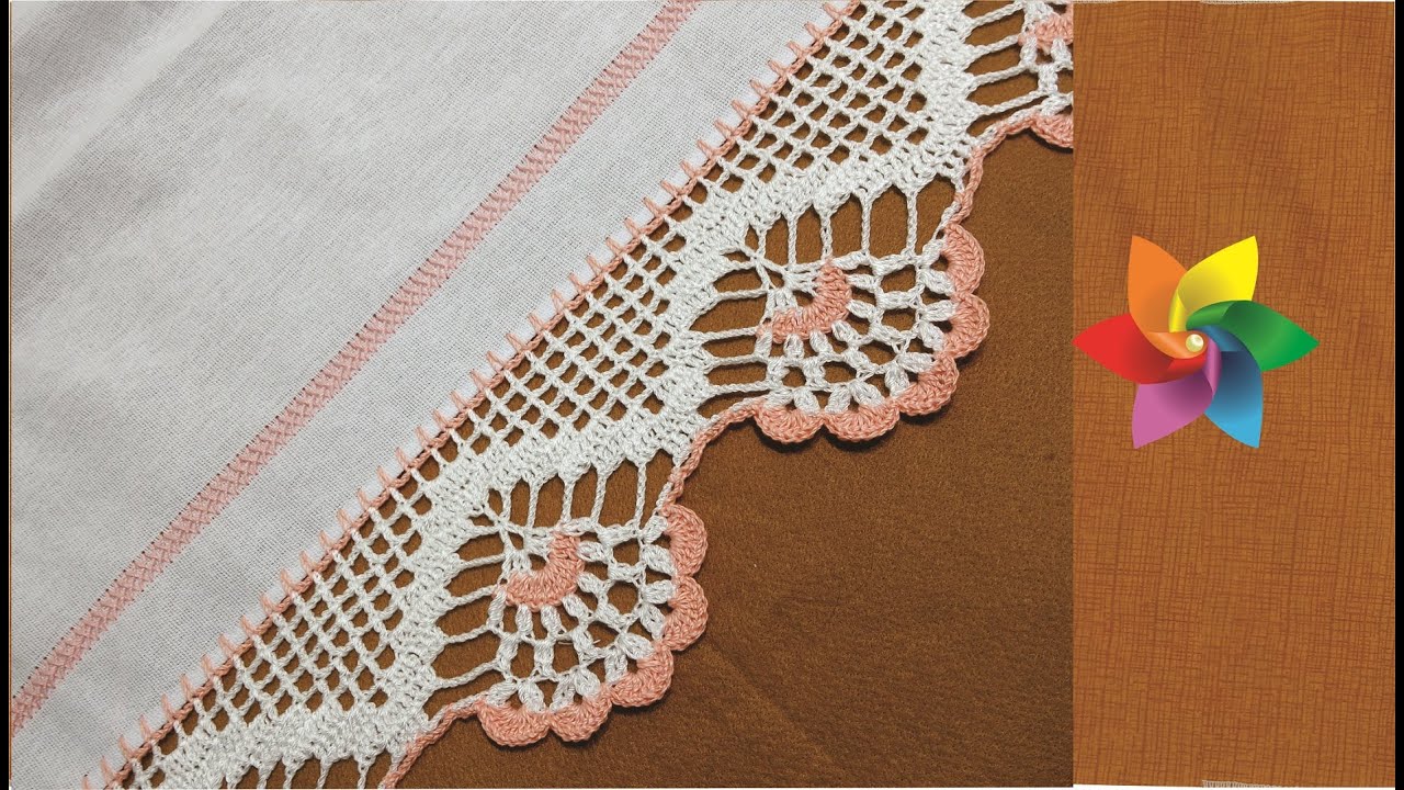 Bico de Crochê Simples para Pano de Prato em Duas Cores - Modelo de Crochê Intermediário - 311