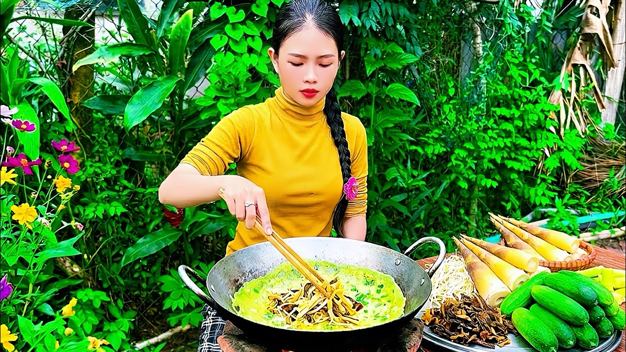 Peaceful Countryside Life: Picking Bamboo Shoots and Cooking Traditional Banh Xeo