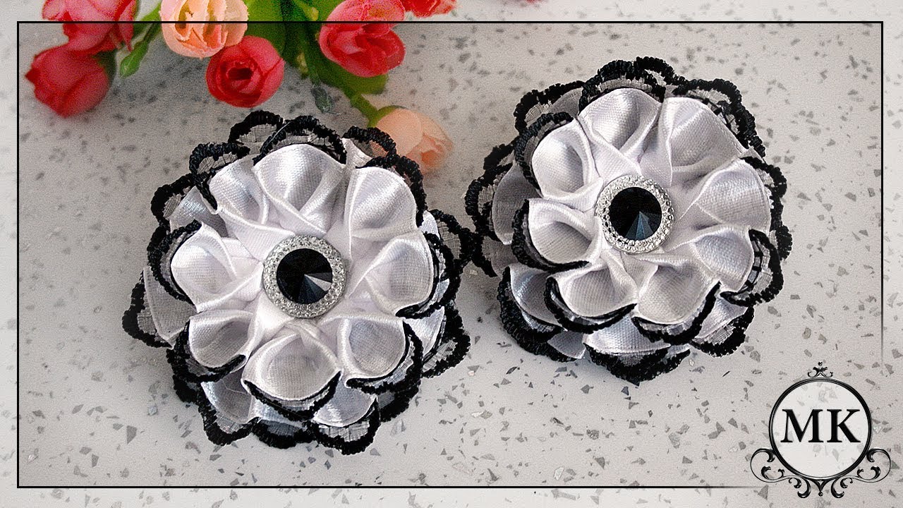 Школьные резинки для волос. Канзаши. МК./ DIY. Kanzashi. School Scrunchy.