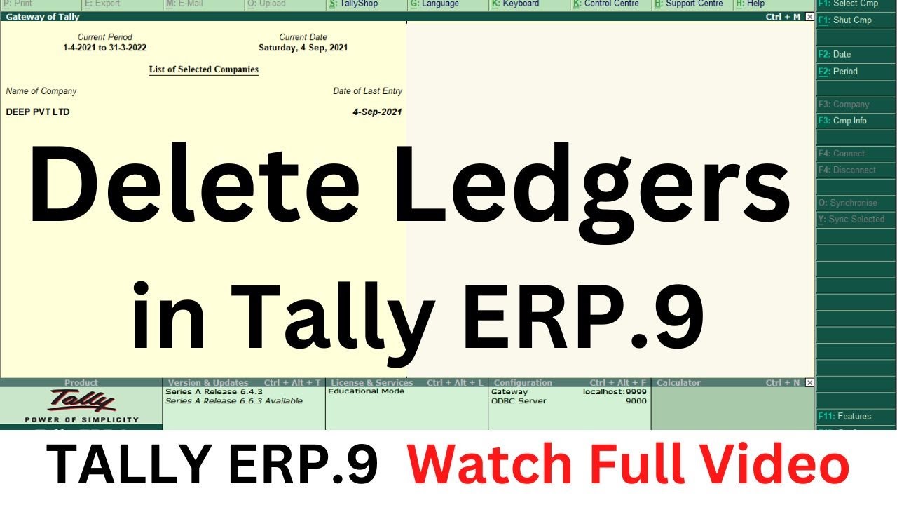 How to Delete Ledger in Tally ERP.9 #tally #tallyerp9 #tallyupdate