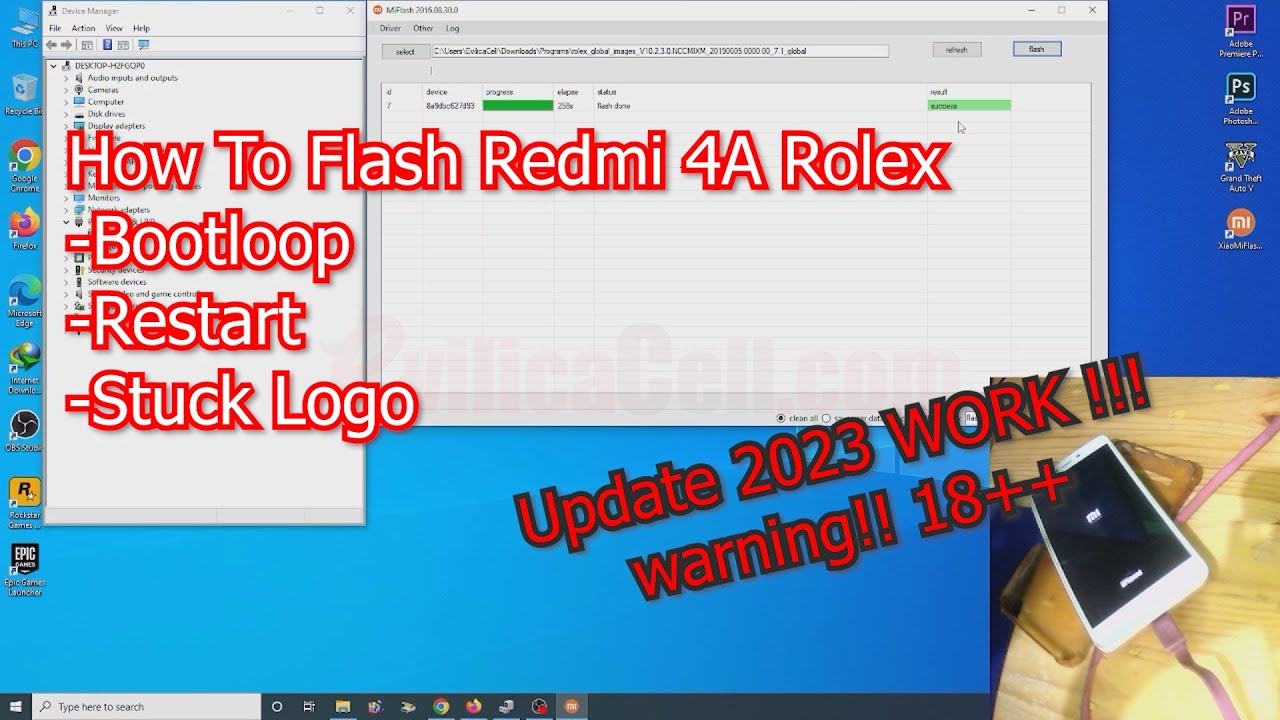Tutorial Flash Redmi 4A Rolex via FastBoot Update Work