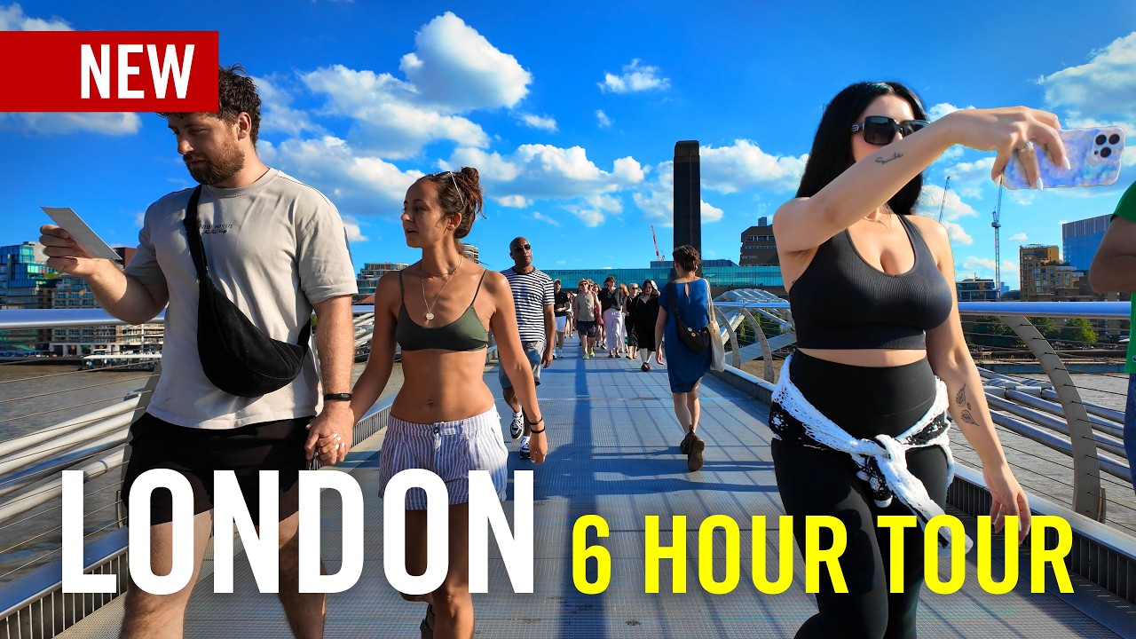 6 Hour Central London Walking Tour 2025 4K 🇬🇧 Southbank, St Pauls, Covent Garden, Leicester Sq