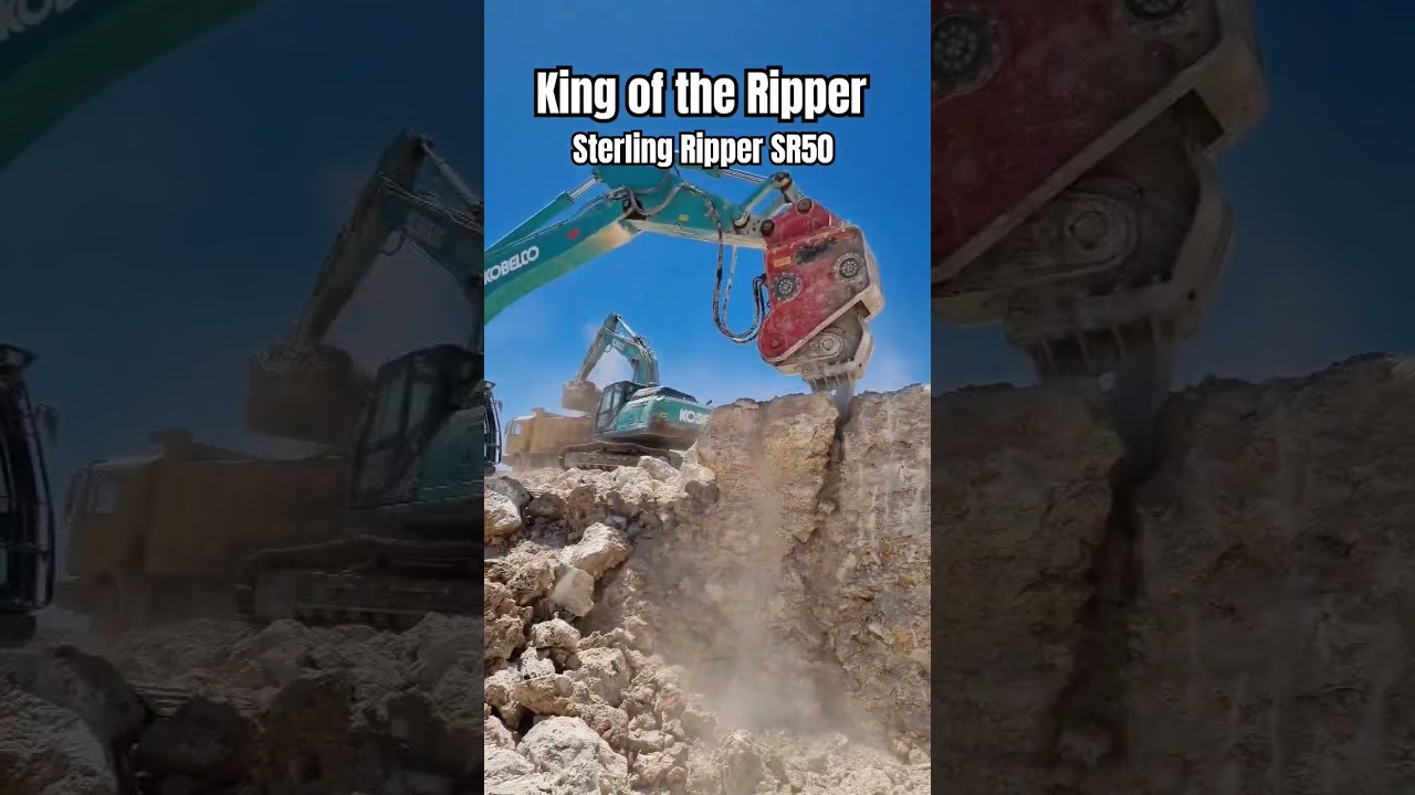 Incredible Vibro ripper, Sterling Ripper SR50 mounted on Kobelco SK520 #sterlingripper