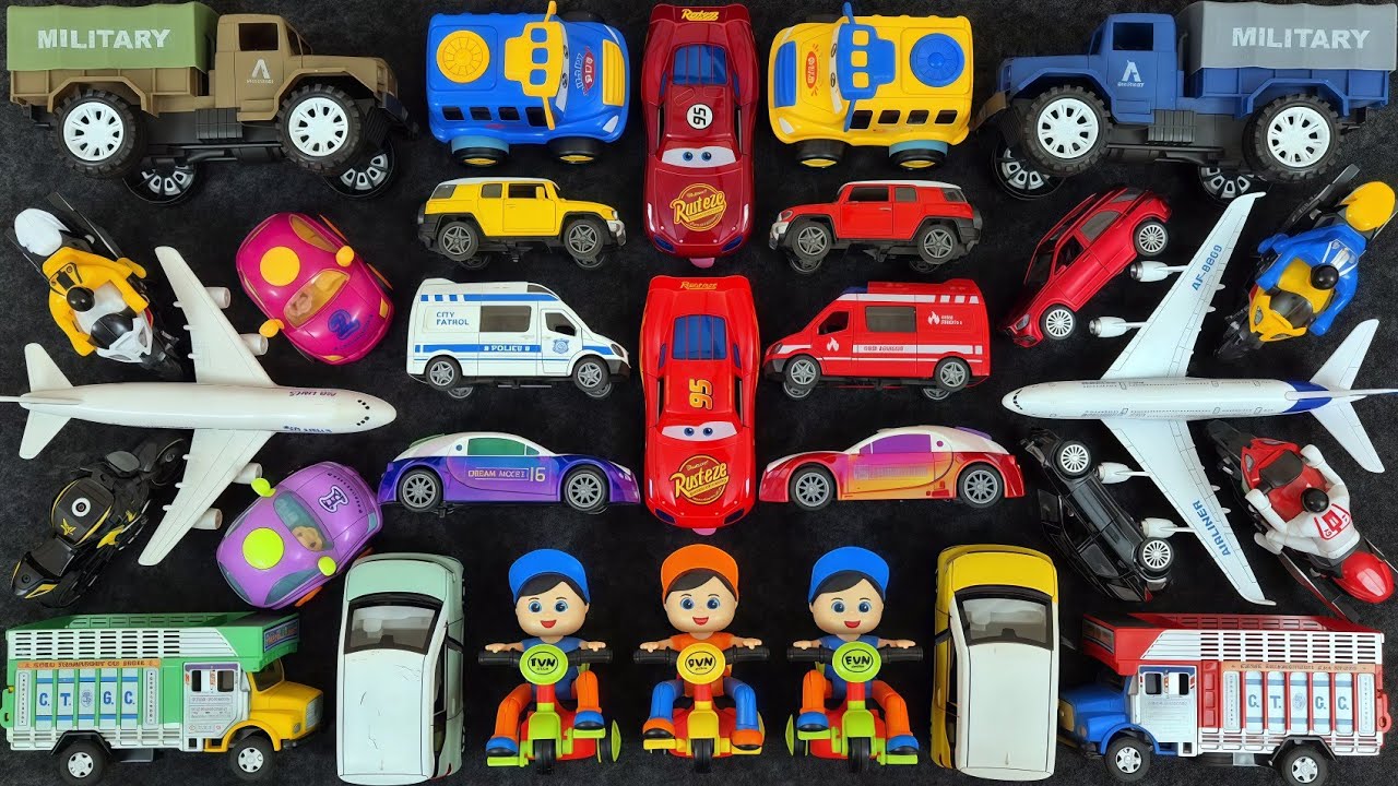 Toy Vehicles for Kids 🚛 Military Truck, Carrier Truck, Airplane, Tomica Cars & Tricycle