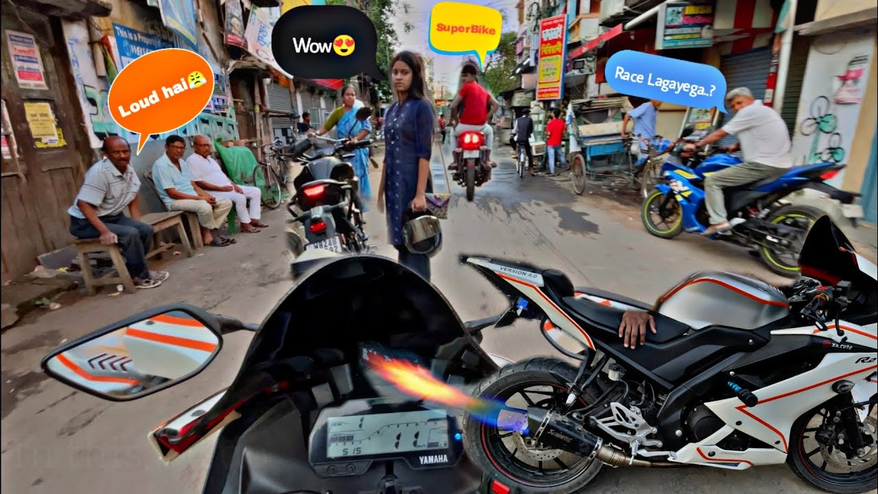Superbike Exhaust on R15 V3  || BackFire 🔥Public Reaction || Super Loud sound || Full Modified ||