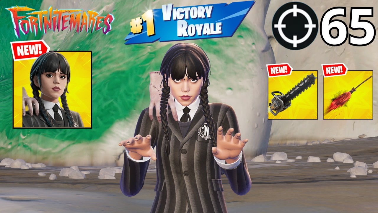 65 Elimination WEDNESDAY ADDAMS Solo Vs Squads WINS Zero Build (NEW Fortnite Chapter 6 Season 4)