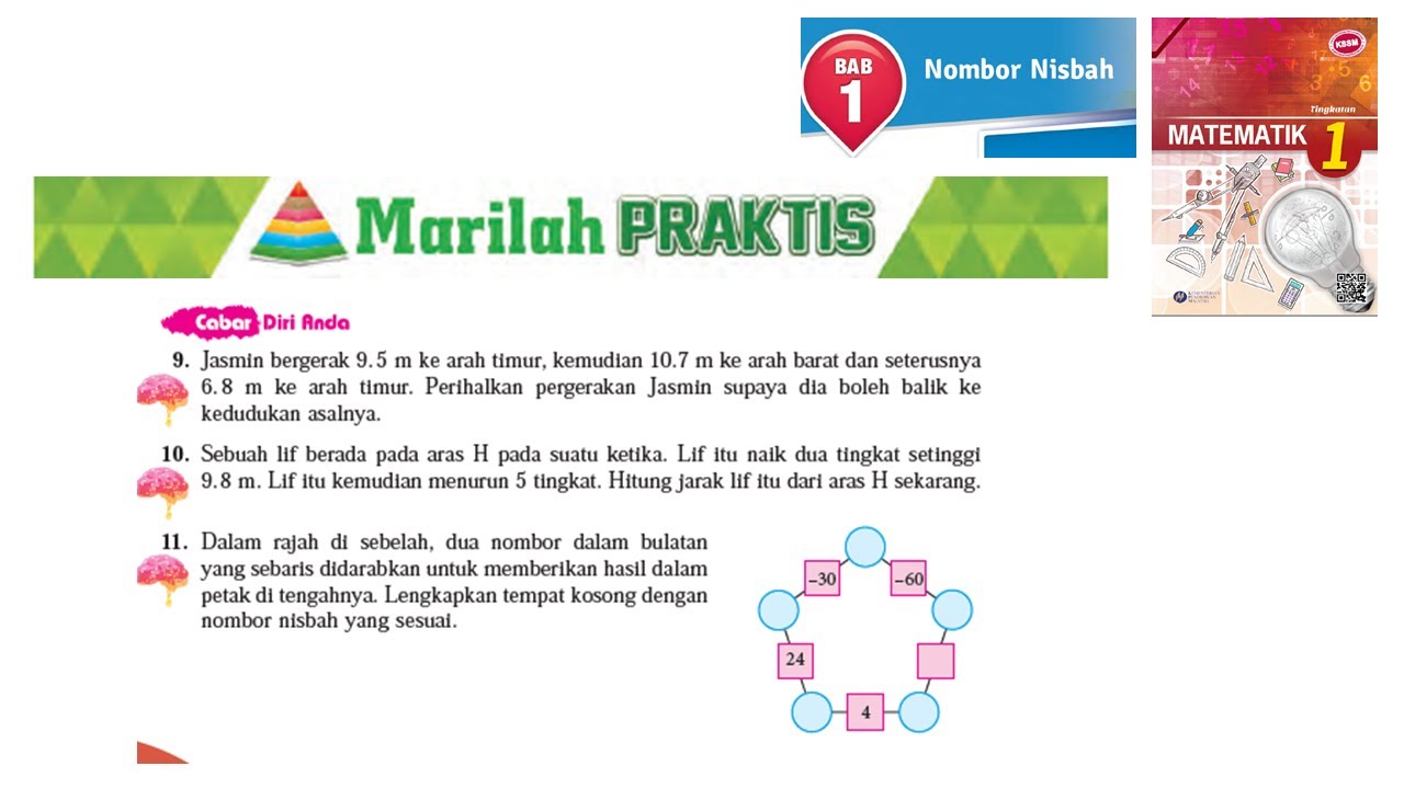 KSSM Matematik Tingkatan 1 Bab 1 nombor nisbah marilah praktis no9-no11 buku teks tingkatan 1