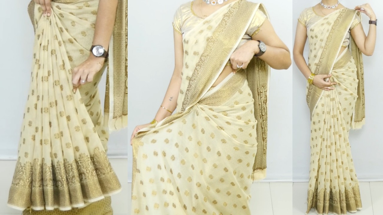 Beautiful Cotton Silk saree draping for Wedding & Functions | how to wear saree Perfectly