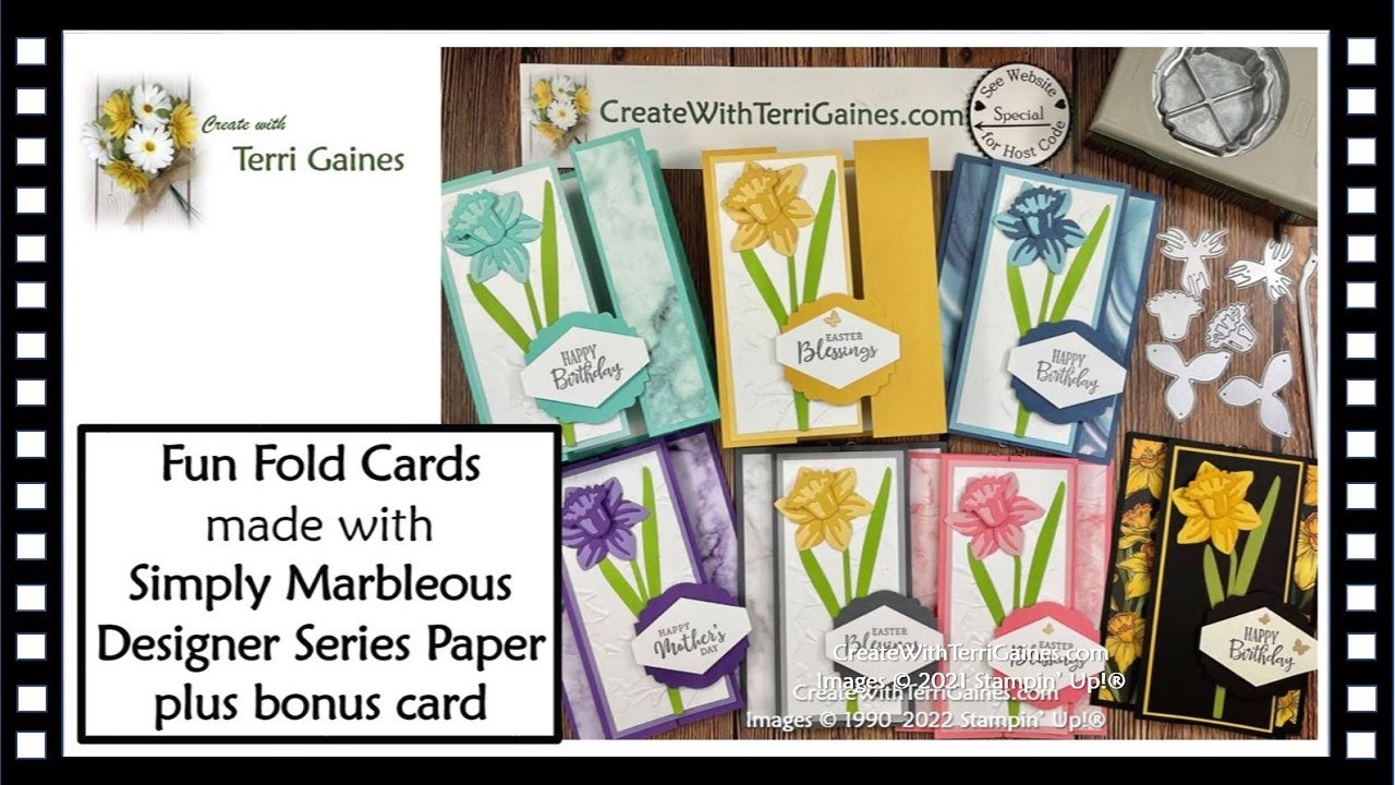 Fun Fold Card using Daffodil Daydream Bundle & Simply Marbleous Designer Paper