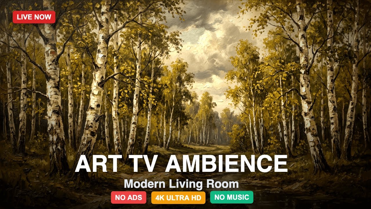 Silent Birch Forest ART TV | 4K Screensaver (Relaxing Nature Scene)