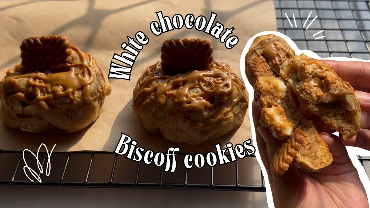 White chocolate Lotus Biscoff Cookies | Chunky Bakery Style
