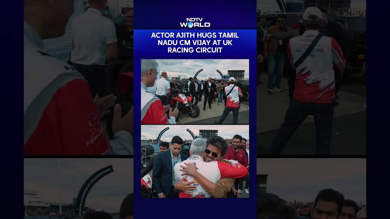 Actor Ajith Hugs Tamil Nadu CM Vijay At UK Racing Circuit
