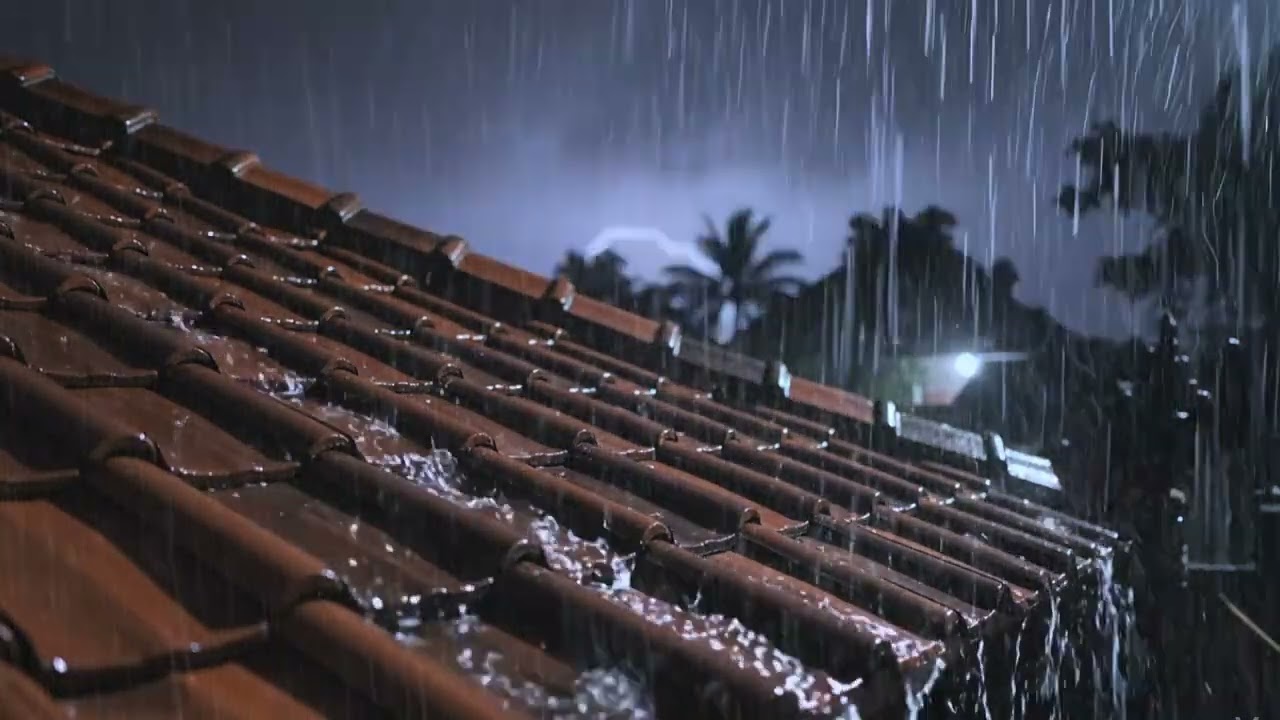 ASMR Rainstorm on Rooftop ⚡ Relaxing Thunder for Sleeping