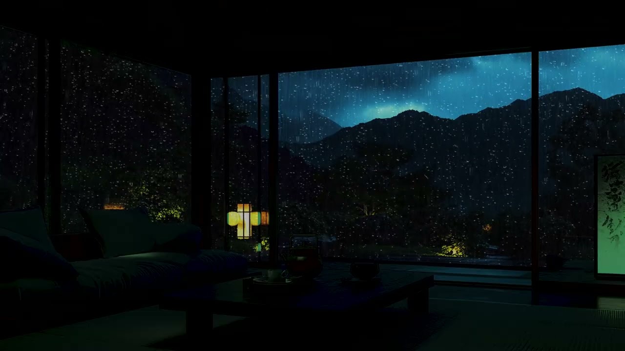 Bedroom Rain on Window with Soft Piano for Restoring Nervous System