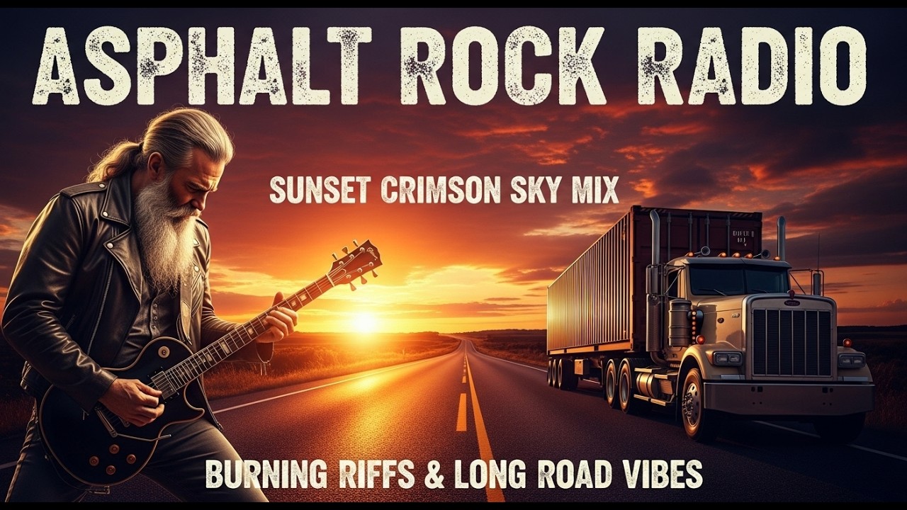ASPHALT ROCK RADIO – SUNSET CRIMSON SKY MIX | BURNING RIFFS & LONG ROAD VIBES | #CrimsonSkyDrive
