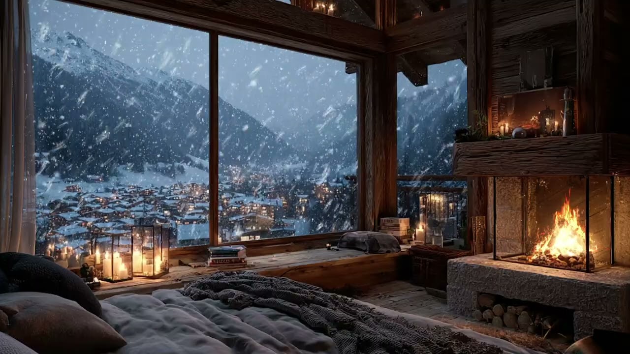 Cozy Fireplace & Wind Sounds 🔥 Relaxing Chill Ambience for Deep Sleep
