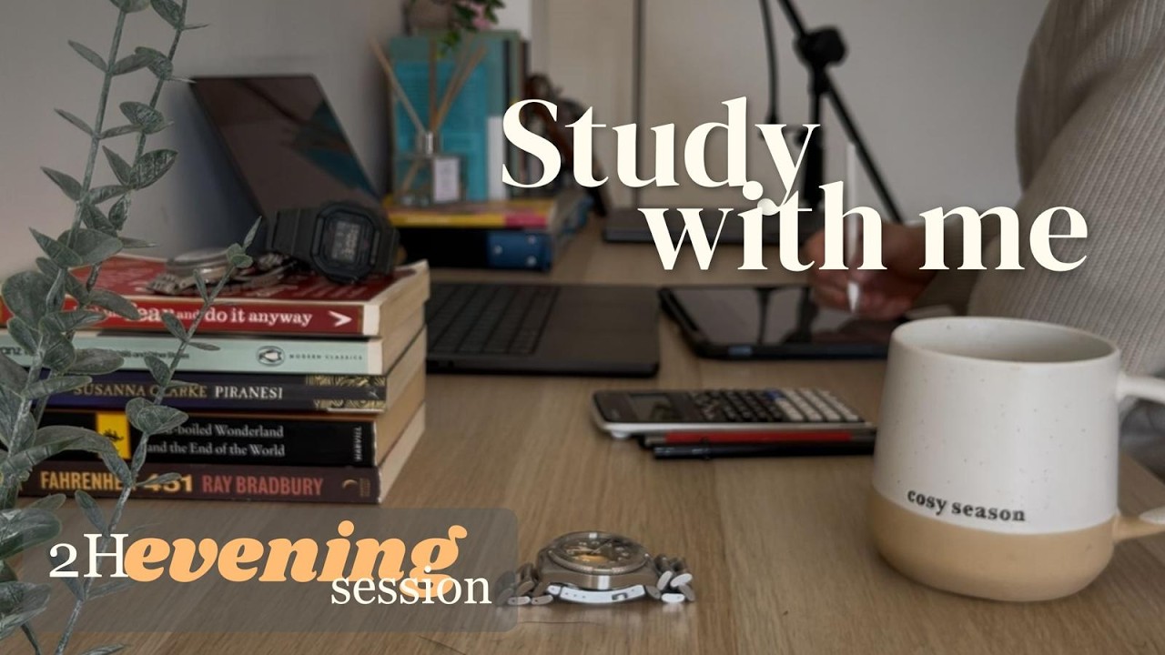 2-Hour Study With Me (Real Time) | Rain Ambience | Evening Deep Focus | Pomodoro Timer 50/10 🎧📚