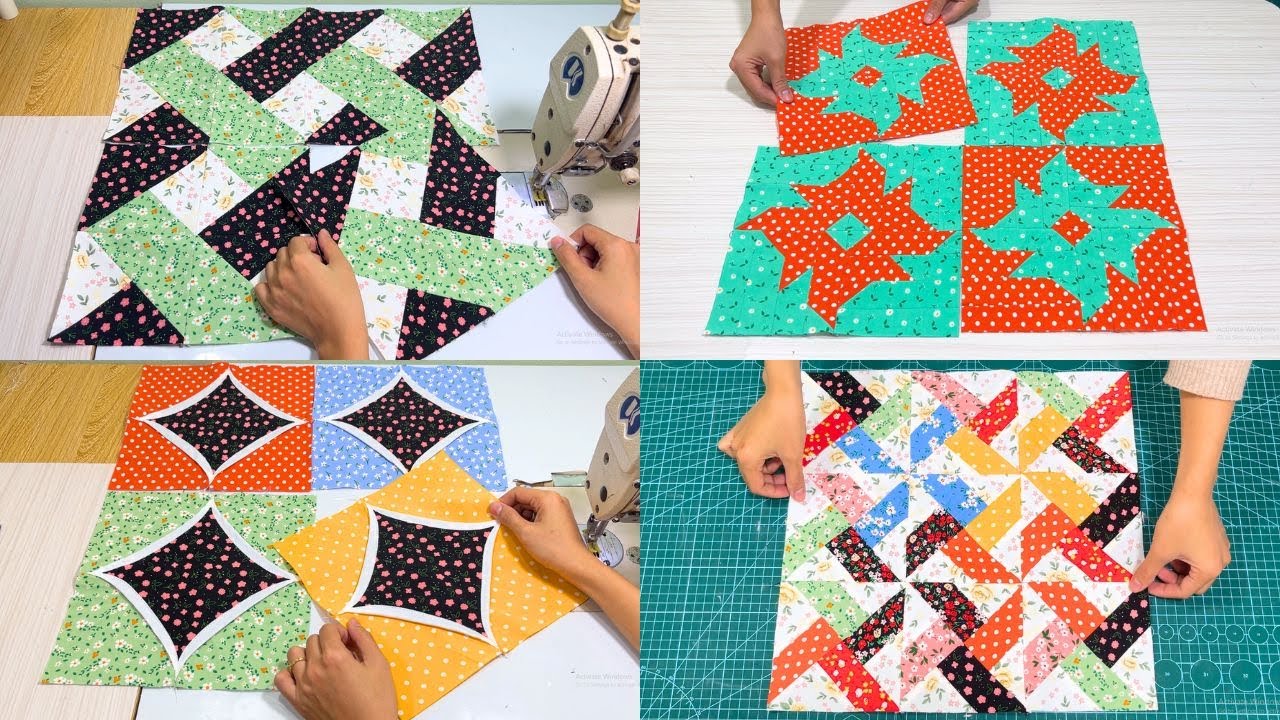 ✅ 4 Beautiful and Easy Quilting Block Patterns for Beginners from Scraps of Fabric