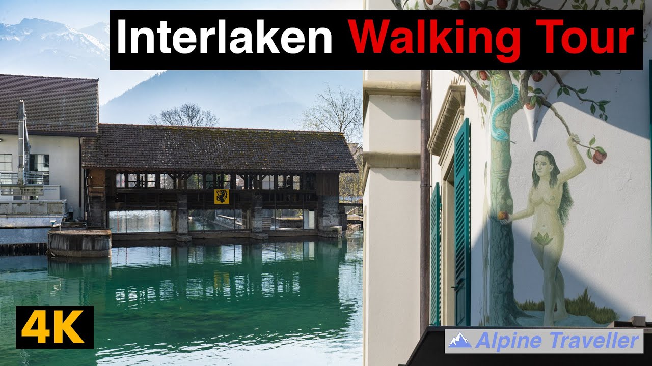 Interlaken Switzerland early spring walking tour 4K