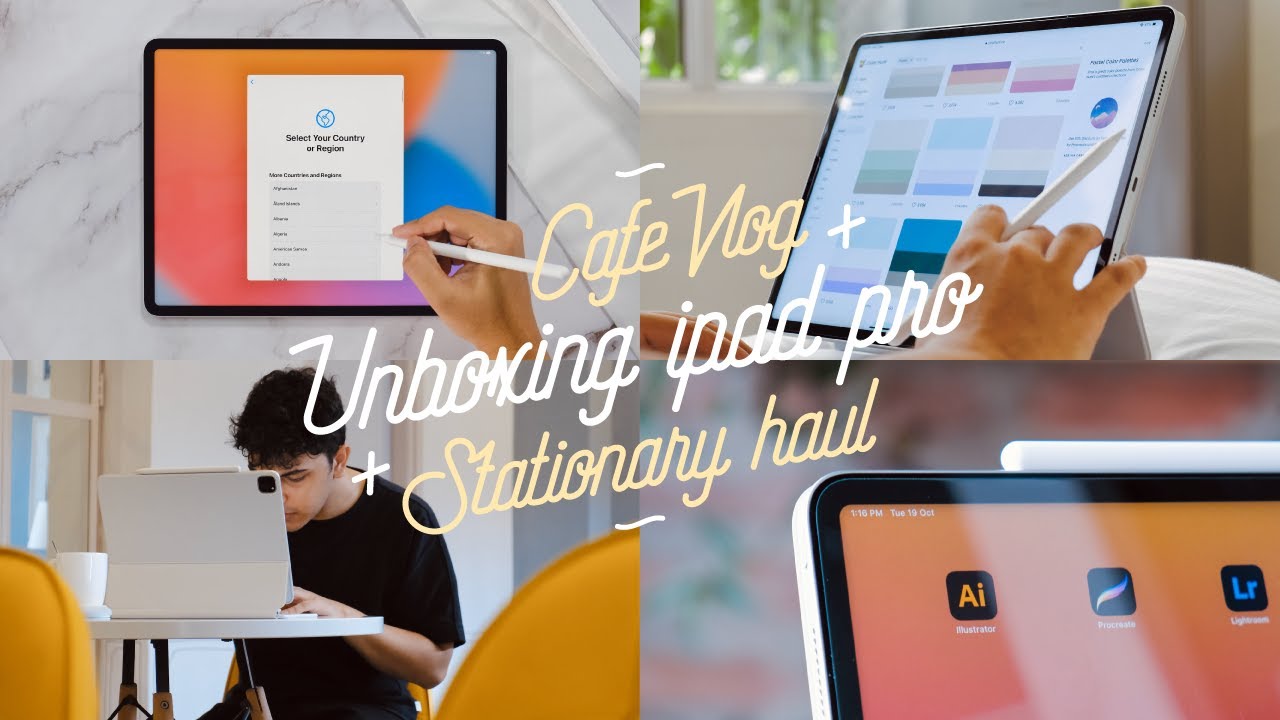 Unboxing ipad pro 👨🏻&zwj;💻 + Stationary haul ✍️ + Cafe design vlog 🍀☕️