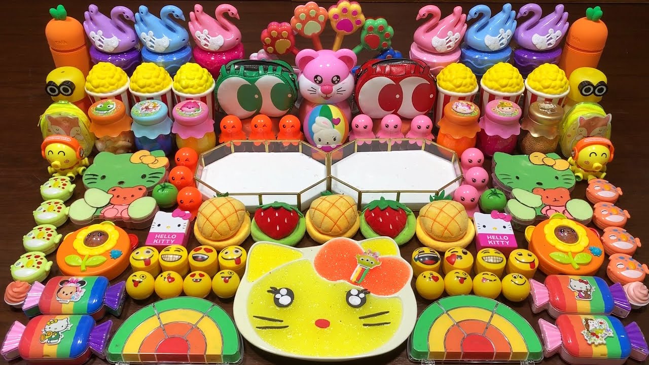 HELLO KITTY RAINBOW - Mixing Random Things Into Glossy Slime !  Satisfying Slime Videos #1264