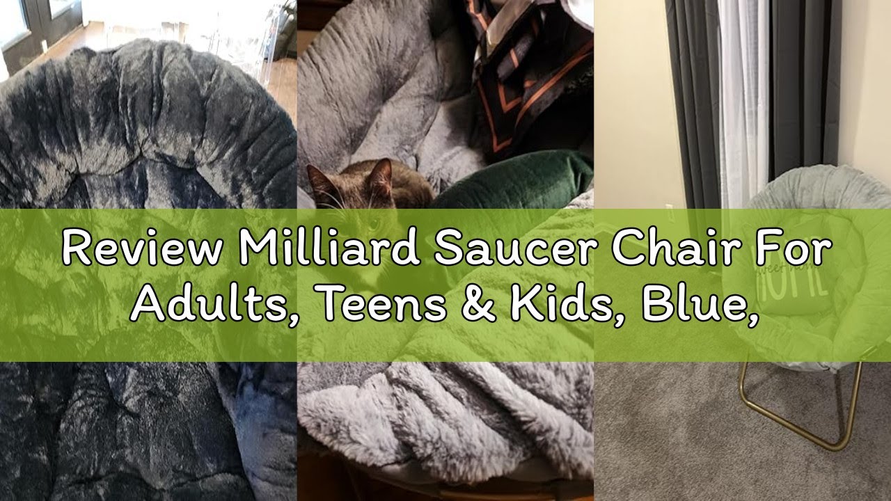 Review Milliard Saucer Chair For Adults, Teens & Kids, Blue, Faux Fur XL Circle Chair for Bedroom, D