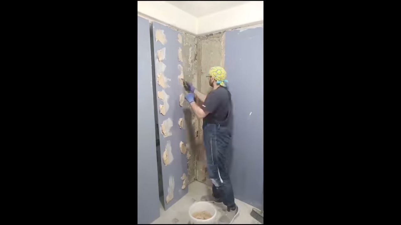 Pegado de placa de yeso a muro de cemento super f&aacute;cil