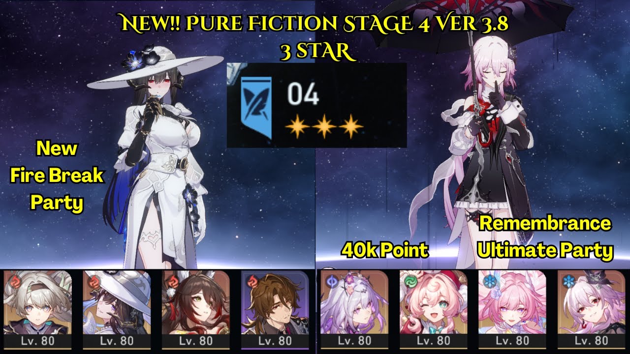 【Honkai: Star Rail 3.8】New!! Pure Fiction 4 3 Star New Fire Break & Remembrance Ultimate Party