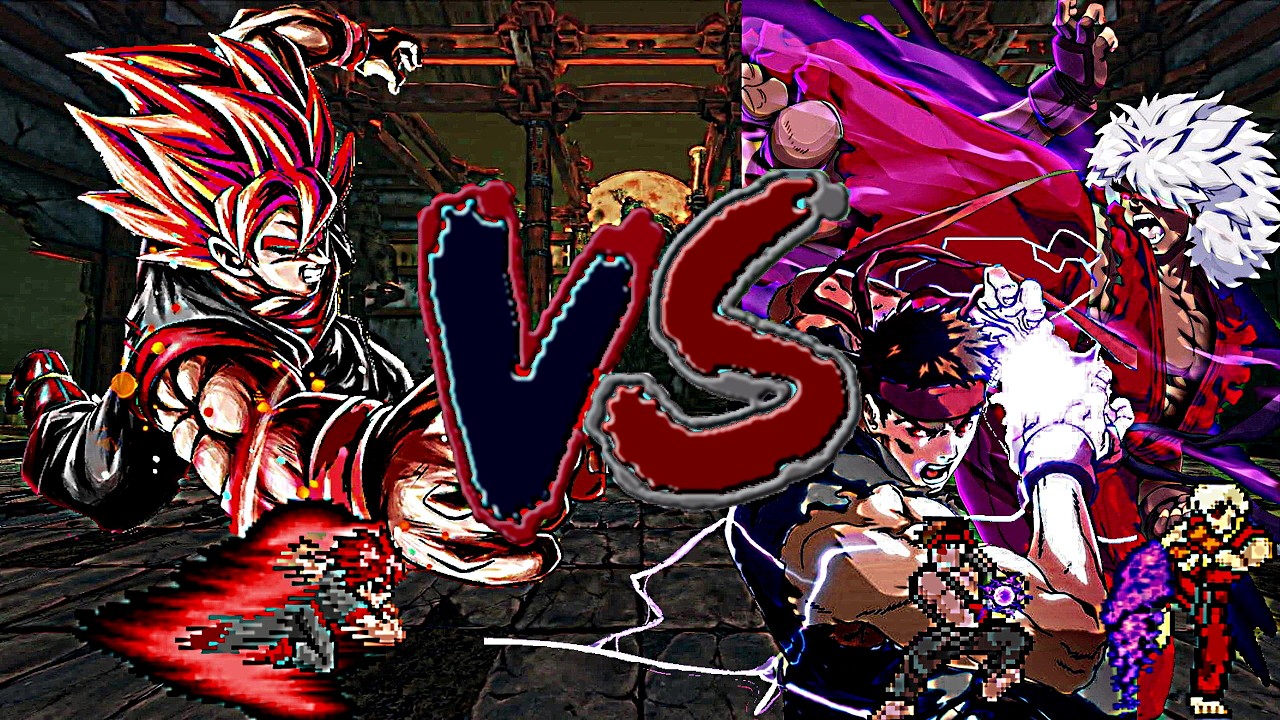 Evil Goku Vs Evil Ryu & Violent Ken (Dragon Ball vs Street Fighter) Mugen