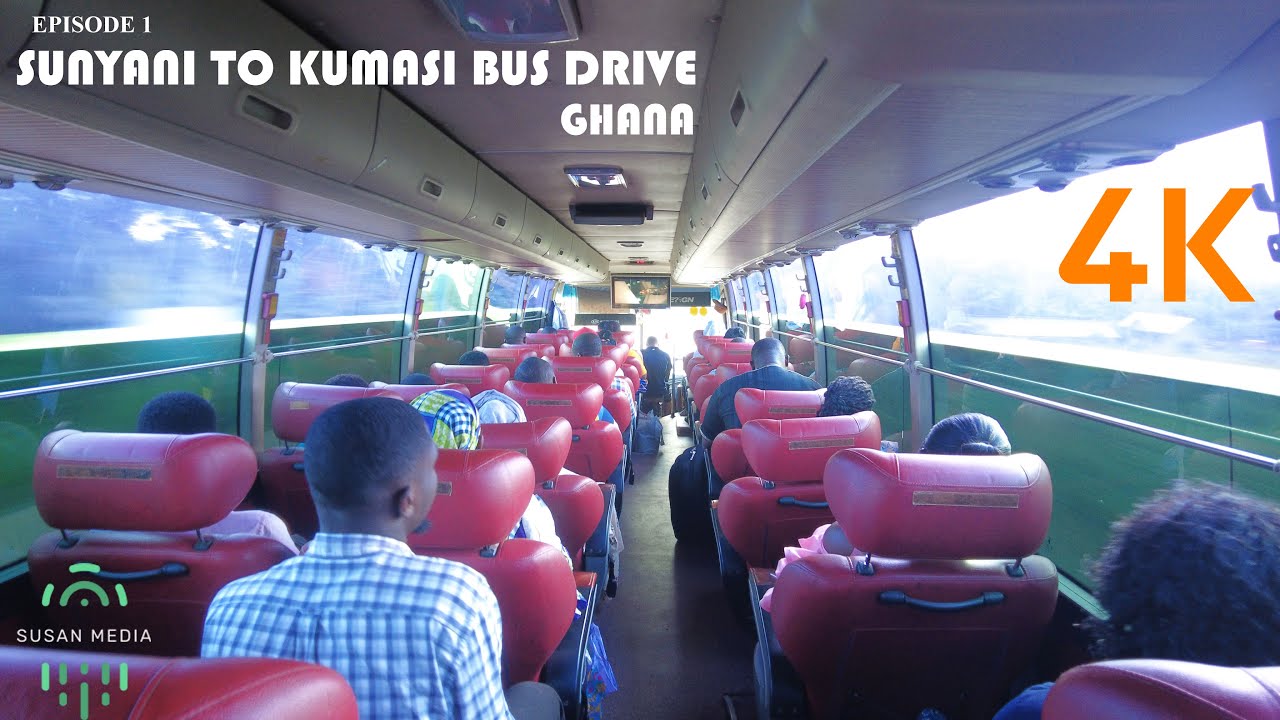 E01 Sunyani To Kumasi Bus Drive Ghana West Africa 4K