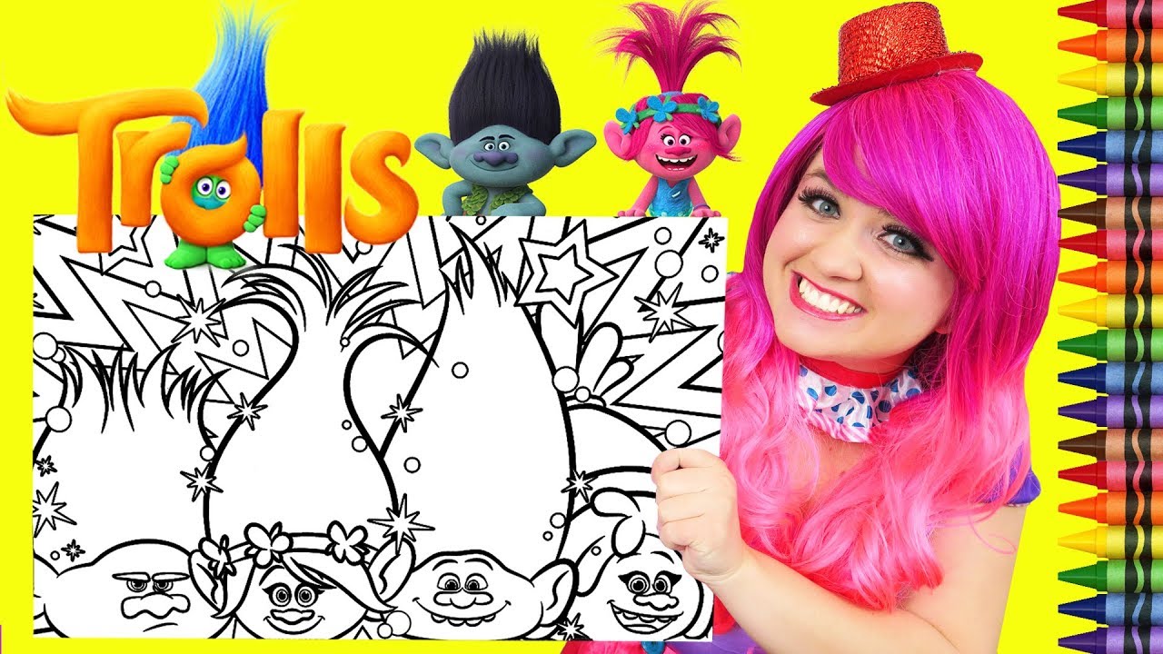 Coloring Trolls Poppy, Branch, DJ Suki, Guy Diamond Coloring Page Crayola Crayons | KiMMi THE CLOWN