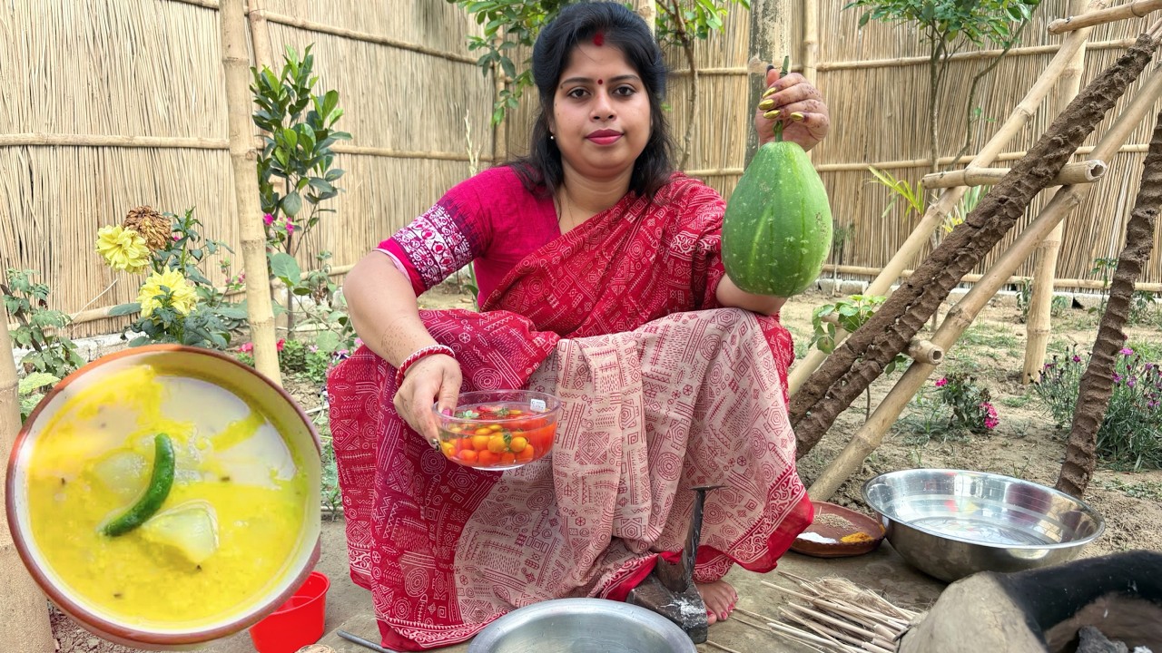 গরমের দিনে শরীর ঠান্ডা রাখা রান্না | লাউ উচ্ছে ডাল ও বাড়ির গাছের টমেটোর চাটনি